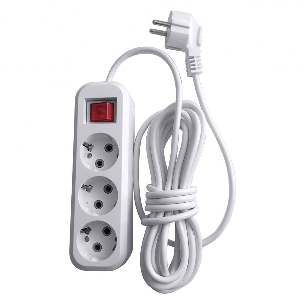 Колодки и удлинители, тройники Удлинитель 3-местный с/з с выключателем STEKKER HM03-31-10 10м Home (У10А-002) белый 39522 