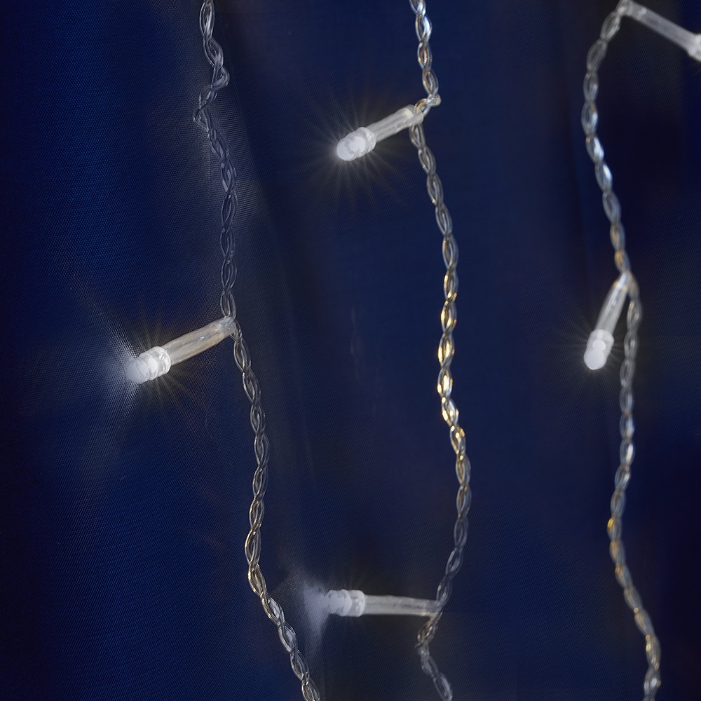 Светодиодная гирлянда Feron CL22 бахрома 4,5м*0,8м + 3м 230V 5000К , c питанием от сети,эффектом стробов, прозрачный шнур 32347