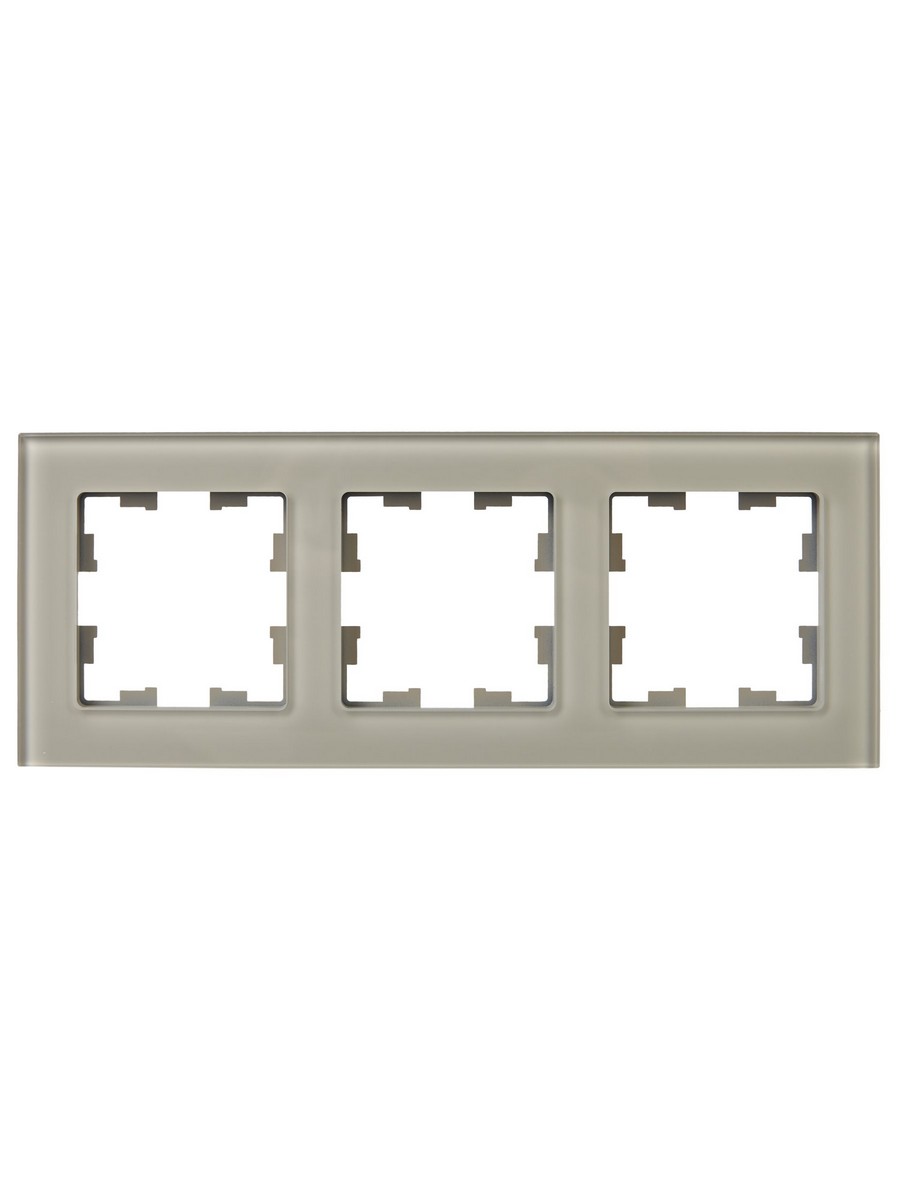 IEK Brite Рамки Рамка IEK BRITE 3-местная РУ-3-2-БрД стекло дымчатый BR-M32-G-K30