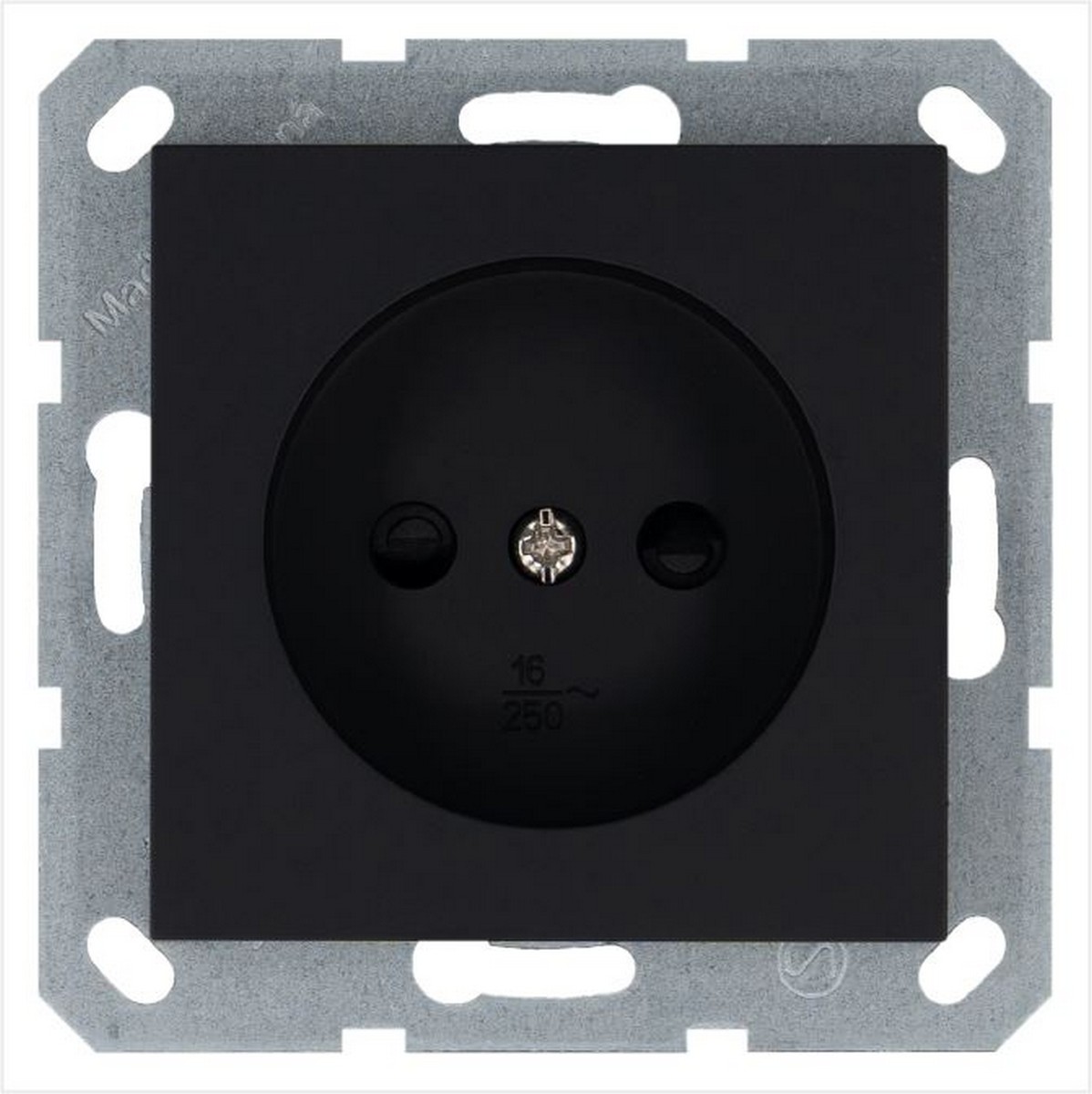 JASMART G - розетки и выключатели Розетка JASMART без заземления с защитными шторками Черный матовый (soft touch) G5503PB