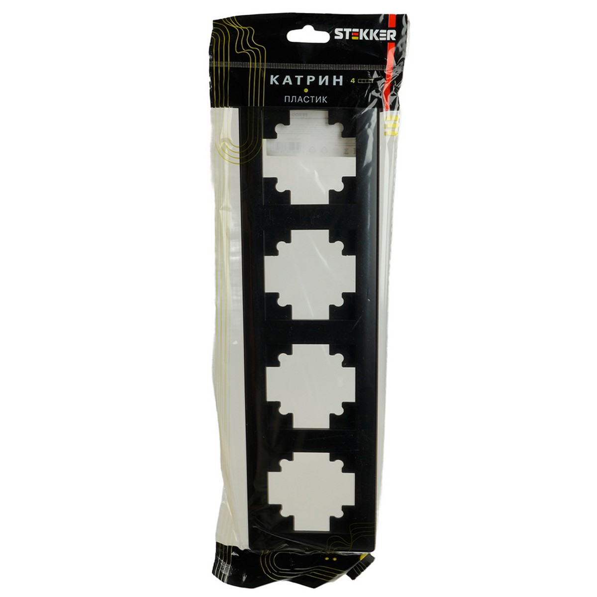 Катрин - Розетки и выключатели Stekker Рамка STEKKER 4-местная Катрин стекло черный PFR00-7004-05 39815