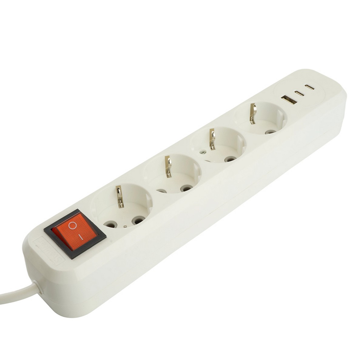 Колодки и удлинители, тройники Удлинитель 4-местный с/з с выключ. STEKKER HM071-41-02 2м 1USB+2C 2.4A Home белый 50139 