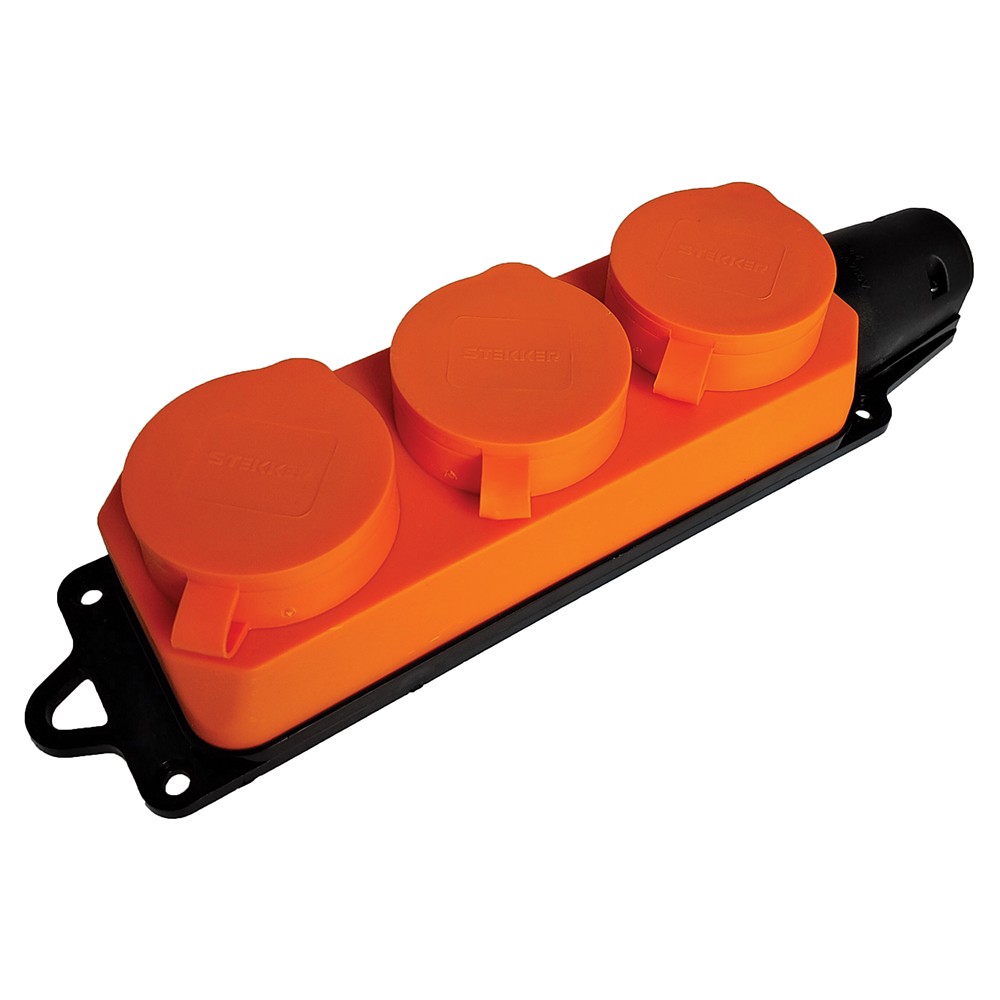 Колодки и удлинители, тройники Розетка STEKKER переносная 3-местная RST16-23-44-5 49405 