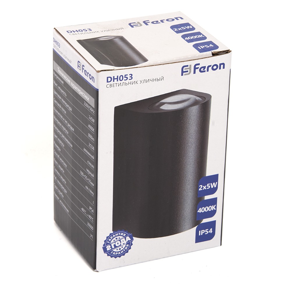 Уличные настенные светильники Светильник уличный светодиодный Feron DH053 2*5W 800Lm 4000K черный 48476 