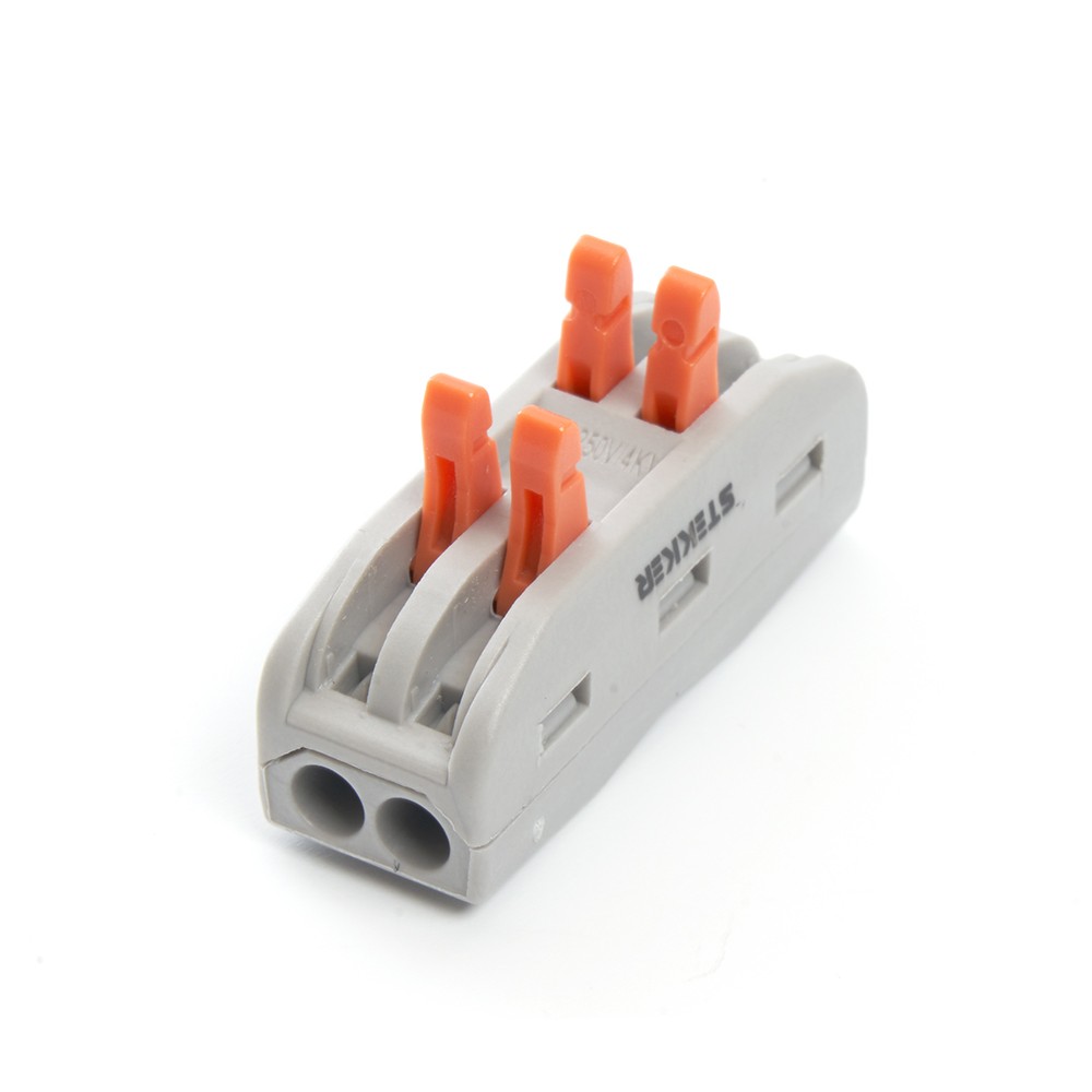 Клемма монтажная д/ подкл. фазн. проводников STEKKER, LD222-422, 2 контактные группы, (DIY упак 5 шт) 39486