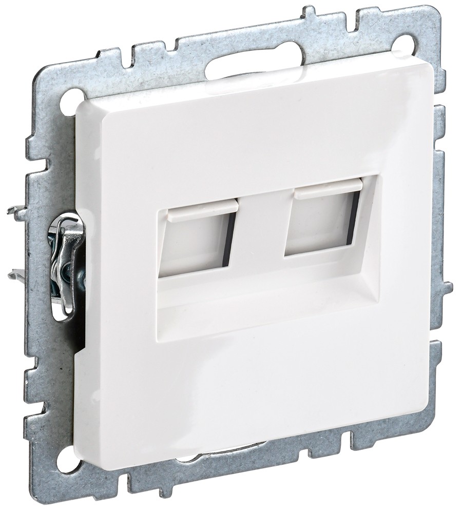 IEK Brite Белый Розетка компьютерная IEK BRITE BASE Белый 2-ая RJ45 кат.6 РК11-2-БрБ BR-K20-2-K01