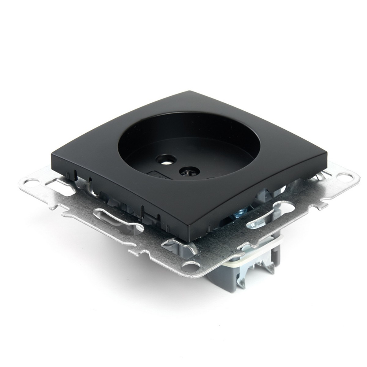 Эрна - Розетки и выключатели Stekker Розетка 1-местная б/з STEKKER PST10-9109-03 10А с защ. шторкой Эрна черный 49153