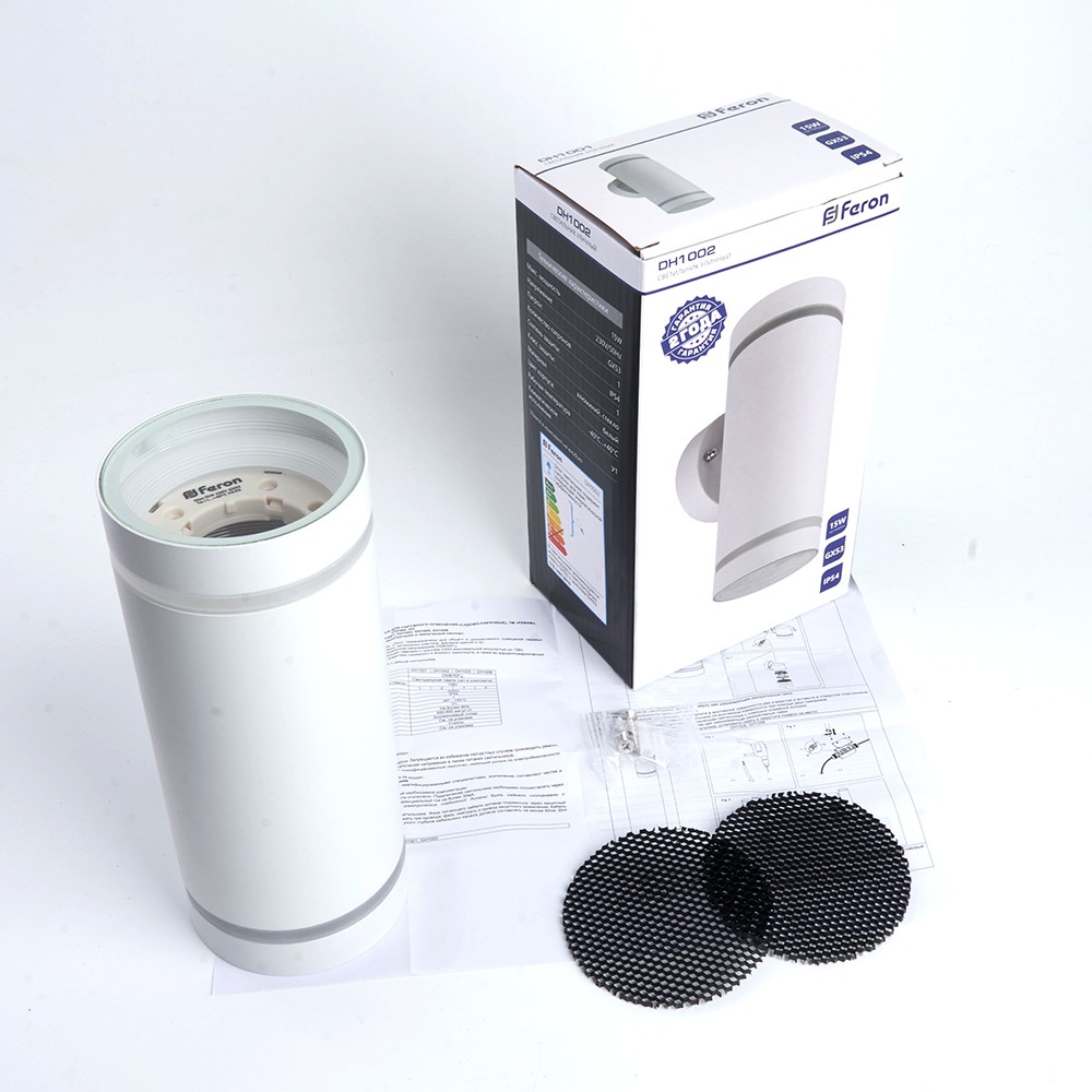 Уличные настенные светильники Светильник садово-парковый Feron DH1002 на стену вверх/вниз 230V белый 48316 