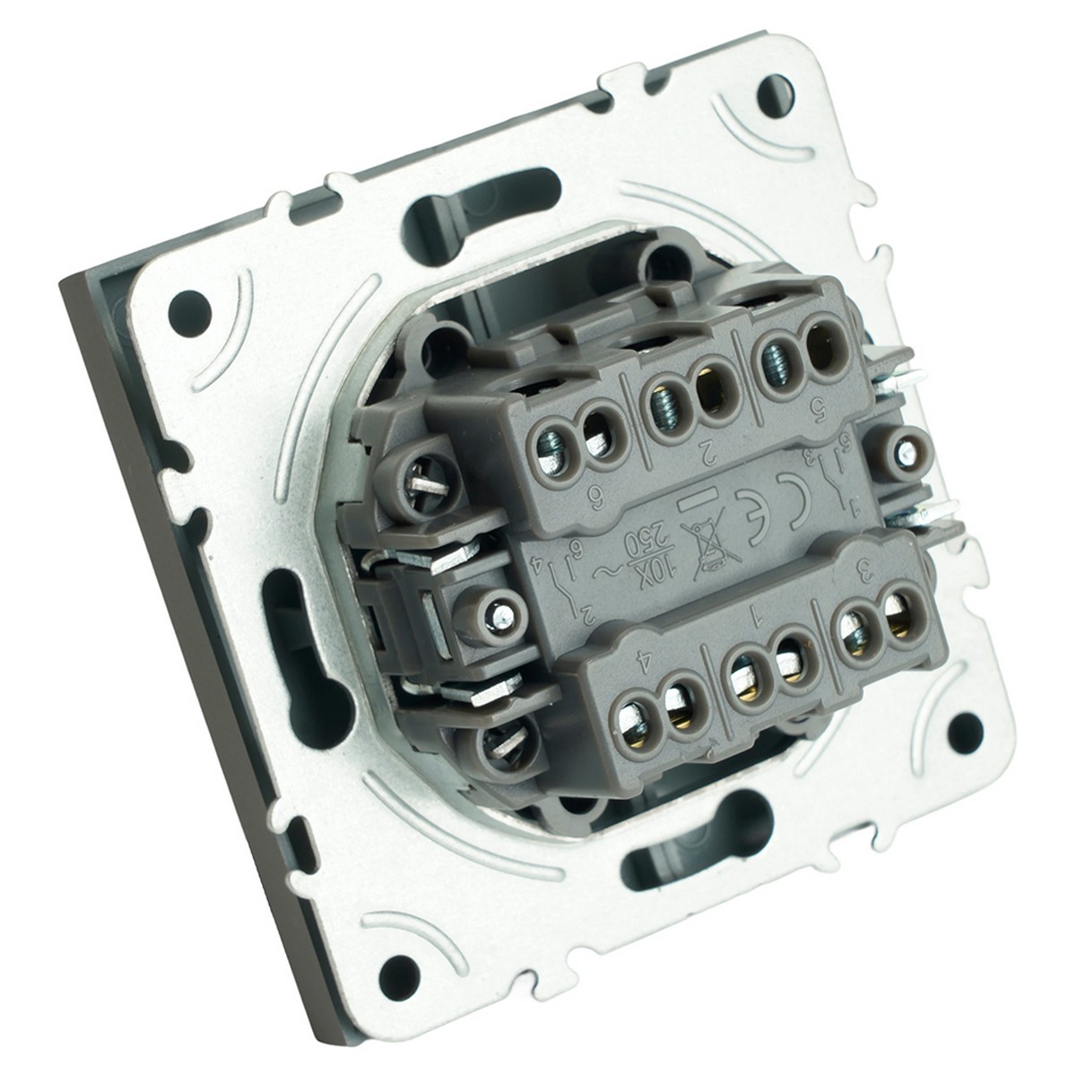 Эмили - Розетки и выключатели Stekker Переключатель 2-клавишный STEKKER Эмили RSW10-5107-10 платиново-серый soft touch 49947