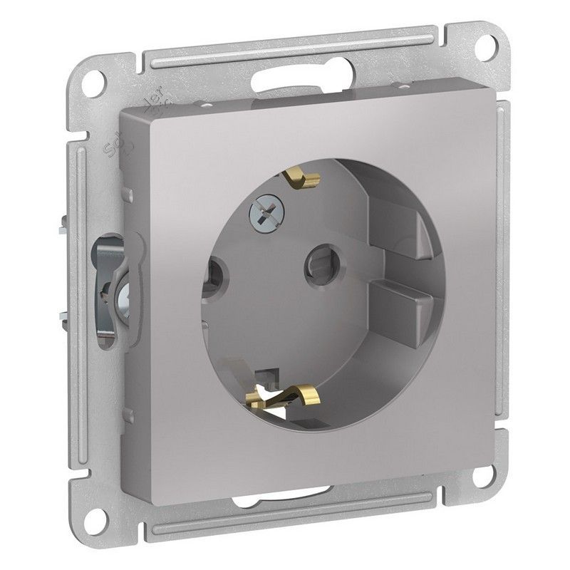AtlasDesign Алюминий Розетка Systeme Electric AtlasDesign Алюминий с/з со шторками, 16А, ATN000345