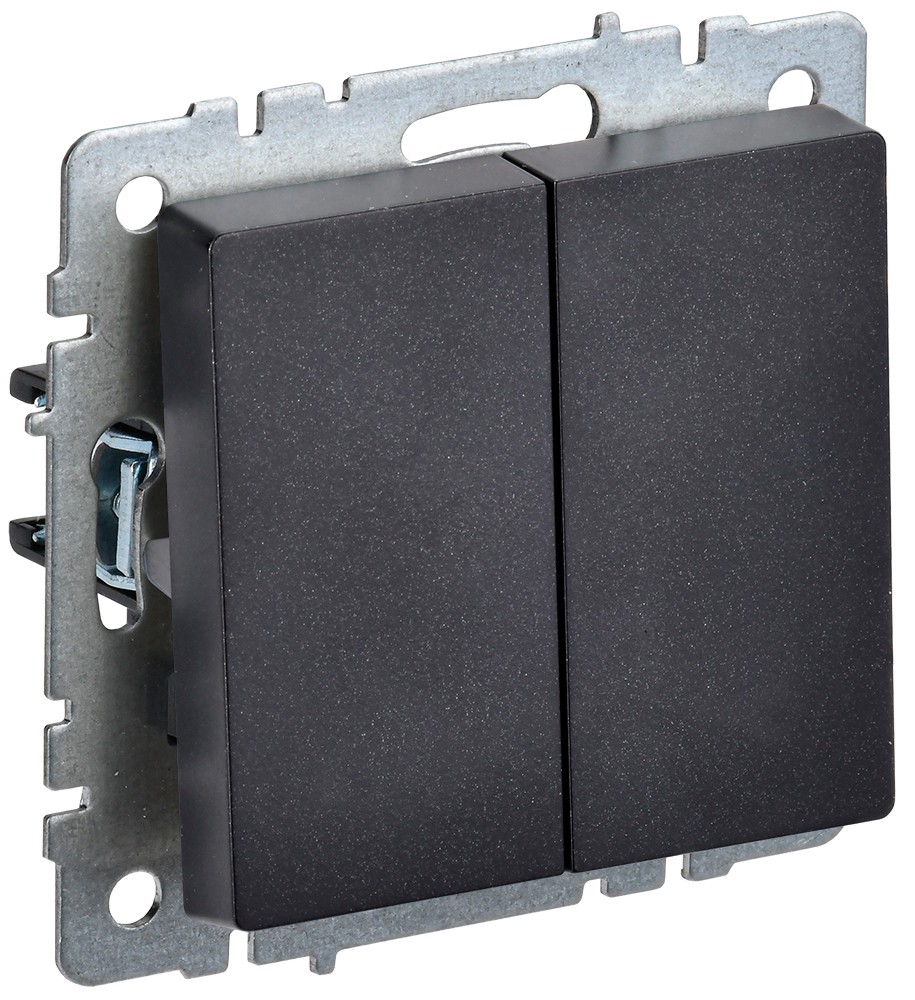 IEK Brite Черный Выключатель IEK BRITE 2-клавишный 10А ВС10-2-0-БрЧ черный BR-V20-0-10-K02