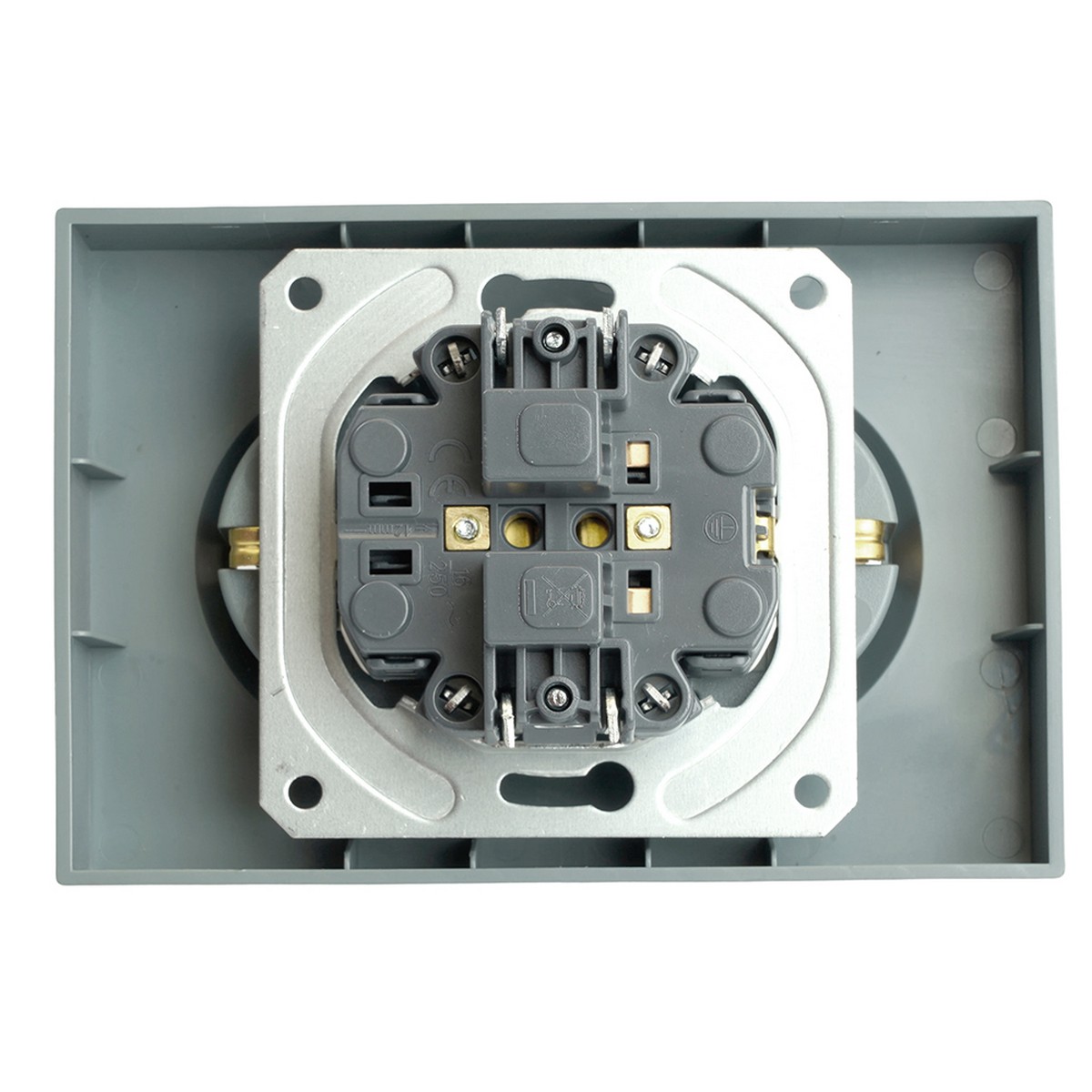 Эмили - Розетки и выключатели Stekker Розетка 2-ая с защитной шторкой с/з 16А STEKKER Эмили RST16-5114-10 платиново-серый soft touch 49960