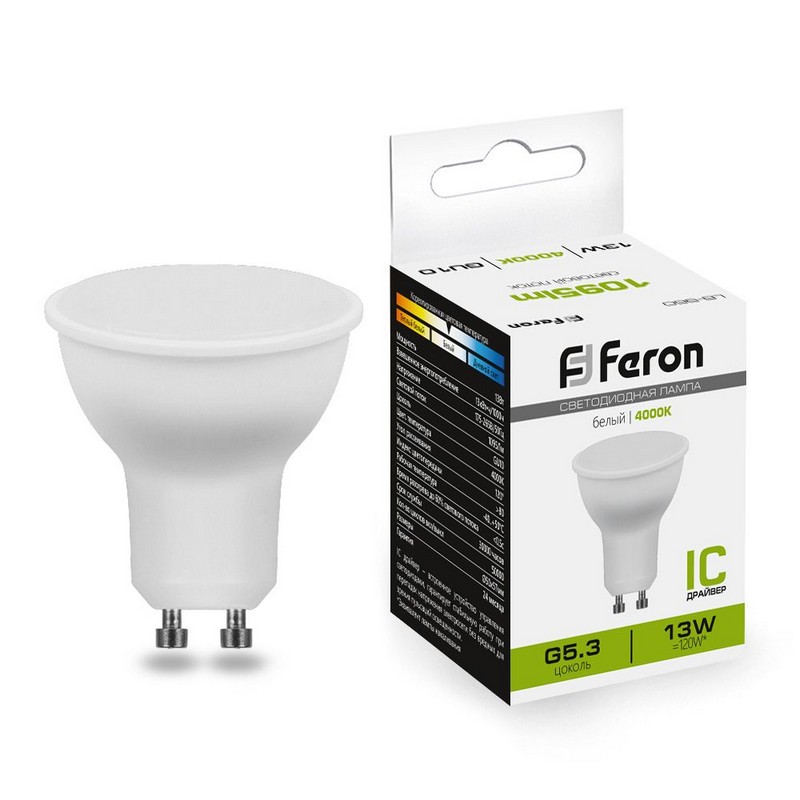 Лампа светодиодная Feron LB-960 MR16 GU10 13W 230V 4000K 38192