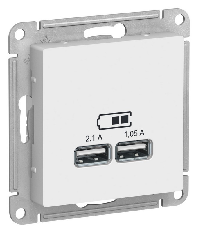 AtlasDesign Лотос Розетка Systeme Electric AtlasDesign Лотос USB A+A, 5В/2,1 2х5В/1,05 А, ATN001333