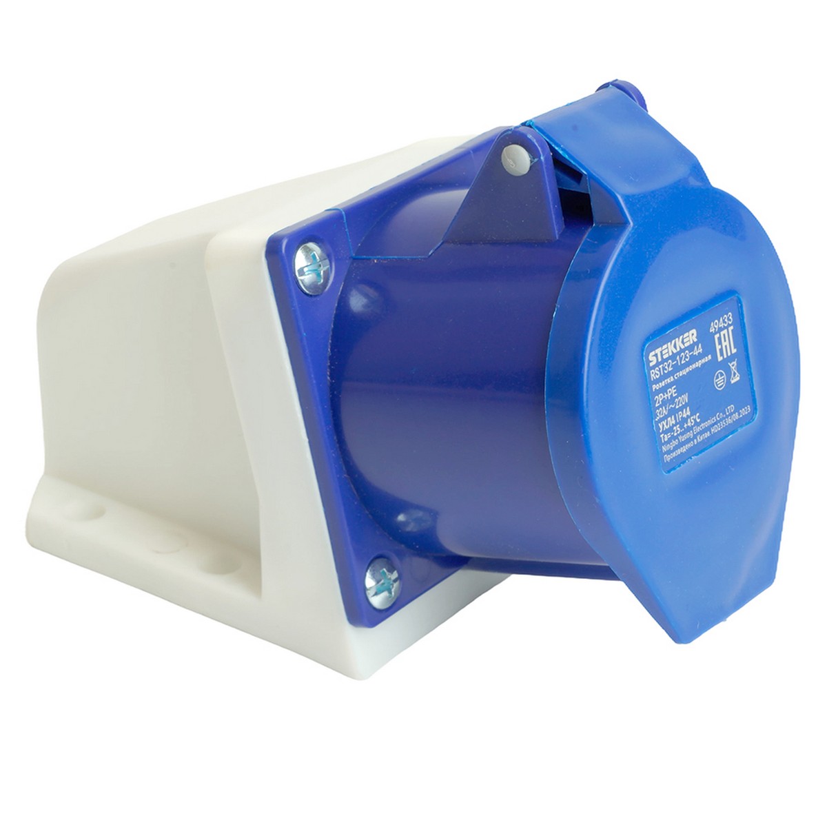 Силовые разъемы и вилки Розетка STEKKER стационарная ST-123 32А 220В 2P+PE IP44 RST32-123-44 RST32-123-44 49433