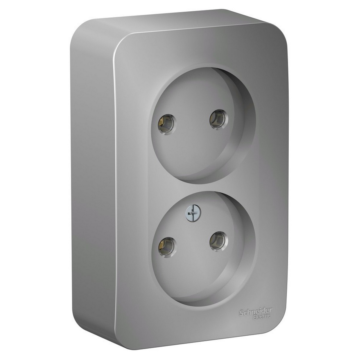 Blanca алюминий розетки и выключатели Розетка SE Blanca 2-ая Алюминий наружный б/з без шторок изолир. пластина BLNRA000213