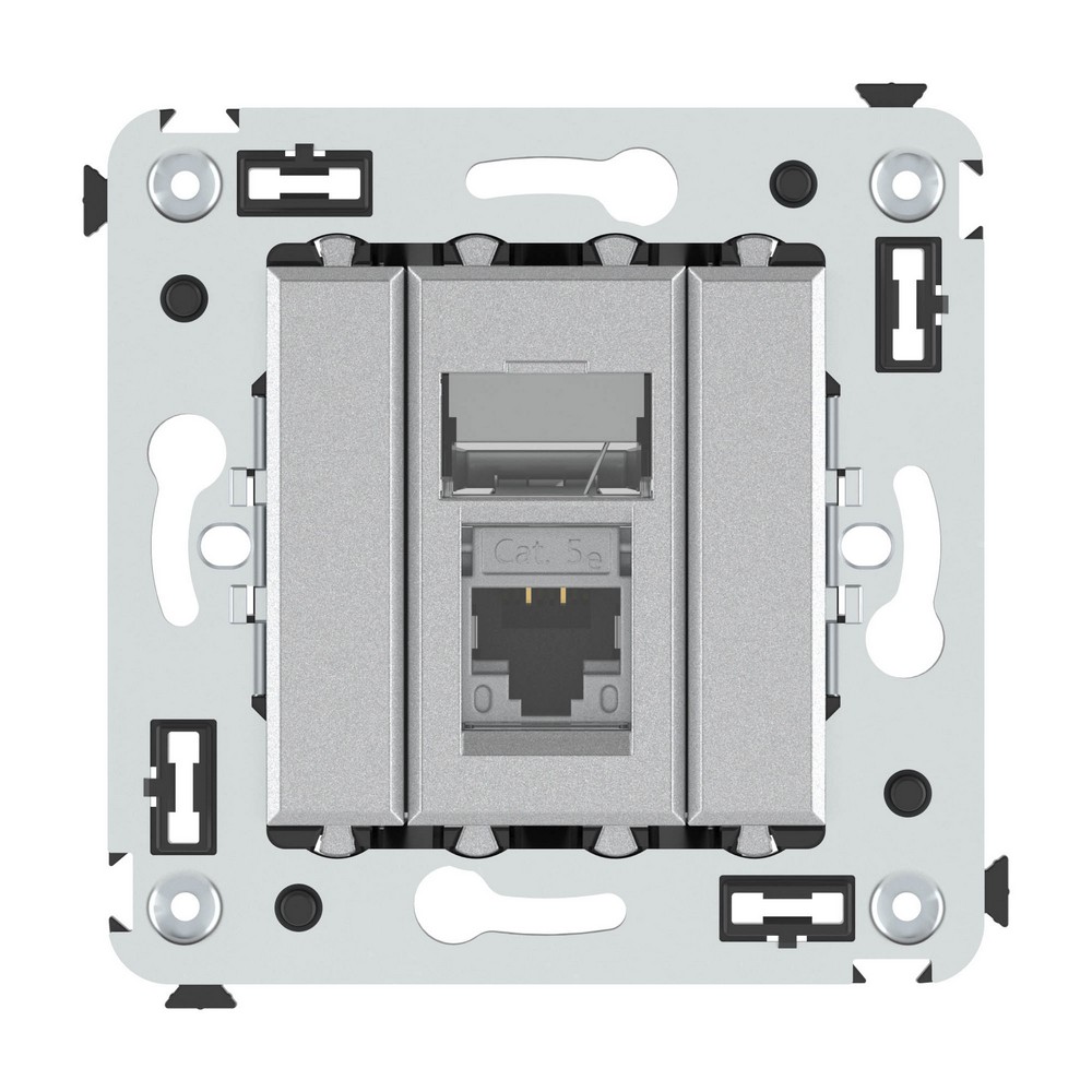 DKC Avanti механизмы Закаленная сталь Компьютерная розетка DKC Avanti RJ-45 в стену кат.5e одинарная экранированная"Закаленная сталь" 4404363