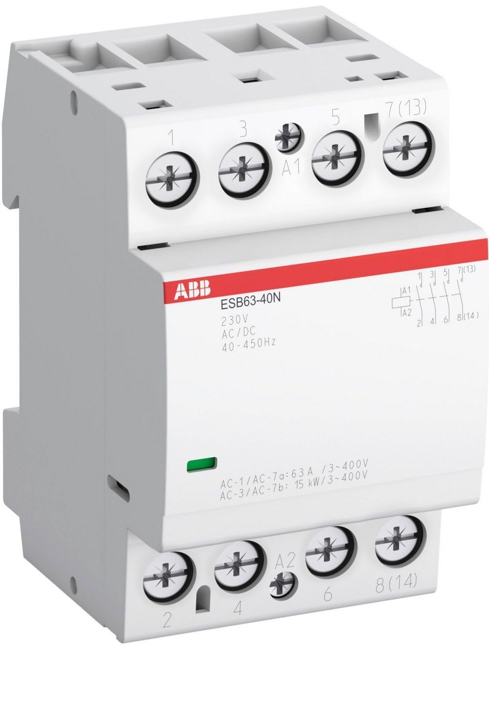 Контакторы Контактор ABB ESB63-40N-06 модульный (63А АС-1, 4НО), катушка 230В AC/DC 1SAE351111R0640 