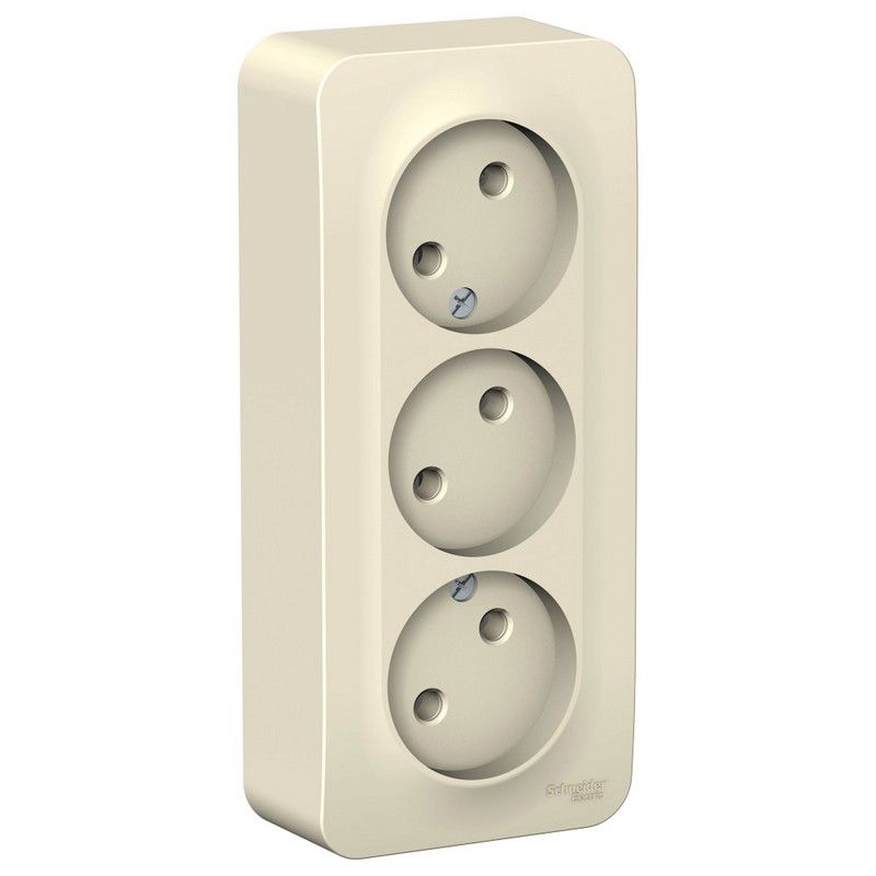 Blanca молочные розетки и выключатели Розетка SE Blanca 3-ая Молочная наружный б/з без шторок изолир. пластина BLNRA000312