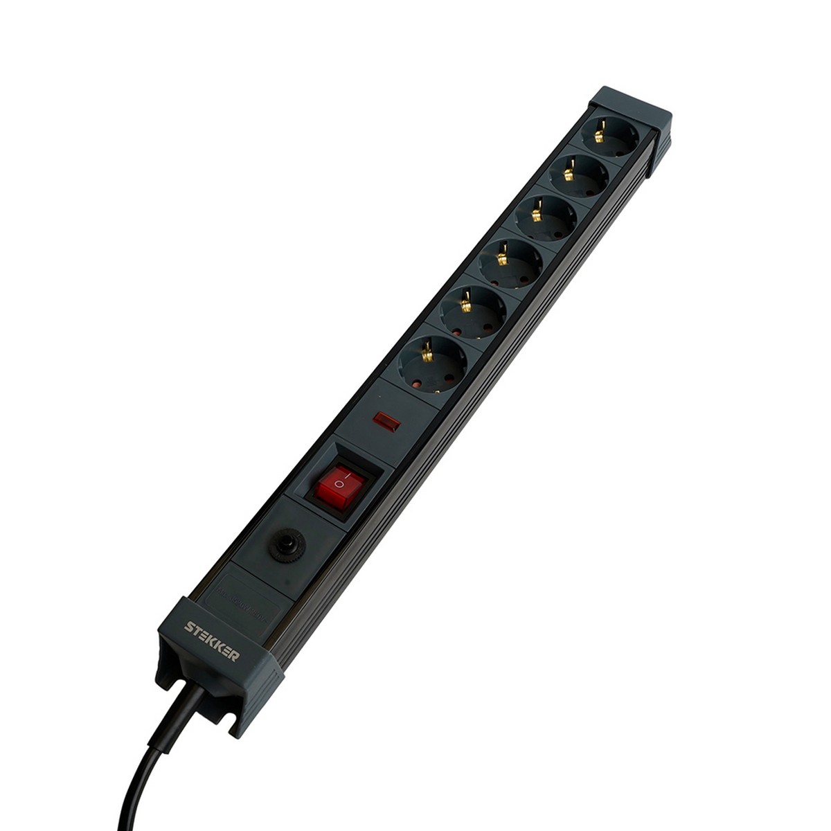 Колодки и удлинители, тройники Сетевой фильтр 6-местный с/з STEKKER HM22-61-02 1,8 м Techno черный 50159