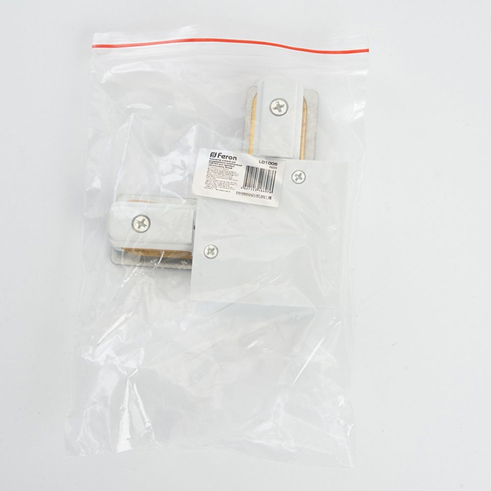 Трековые светодиодные светильники Коннектор угловой для встраиваемого шинопровода Feron белый LD1005 10359 