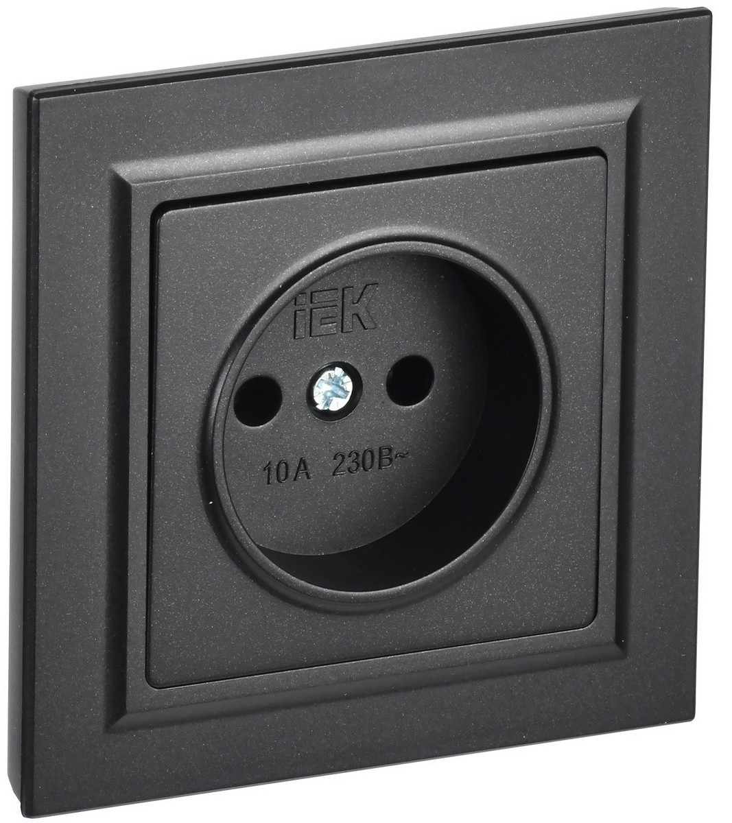 IEK Brite Черный Розетка IEK BRITE Черный без з/к/ш 10А в сборе РСР10-1-0-БрЧ BR-R10-10-K02-F