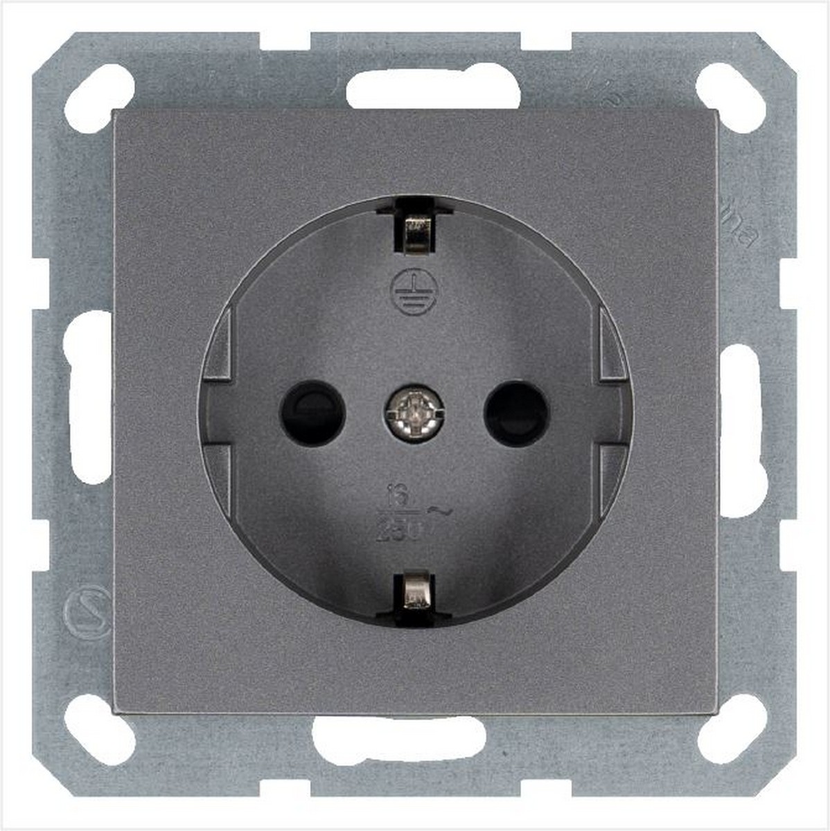 JASMART G - розетки и выключатели Розетка JASMART SCHUKO с защитными шторками Алюминий G5501S