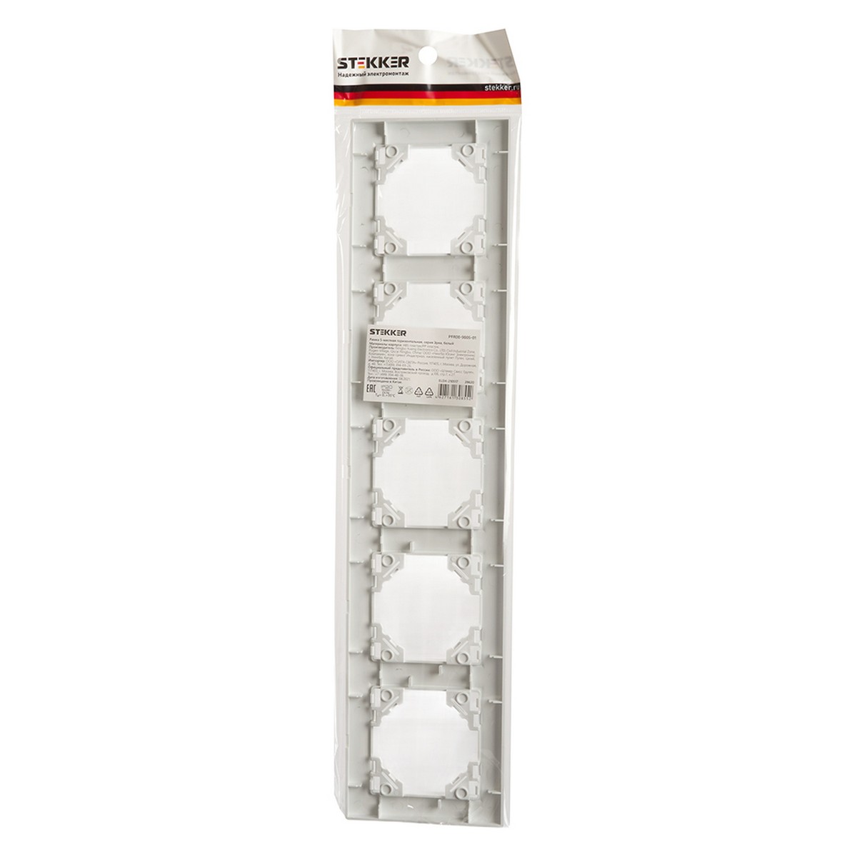 Эрна - Розетки и выключатели Stekker Рамка 5-местная горизонтальная STEKKER PPFR00-9005-01 серия Эрна белый 39620