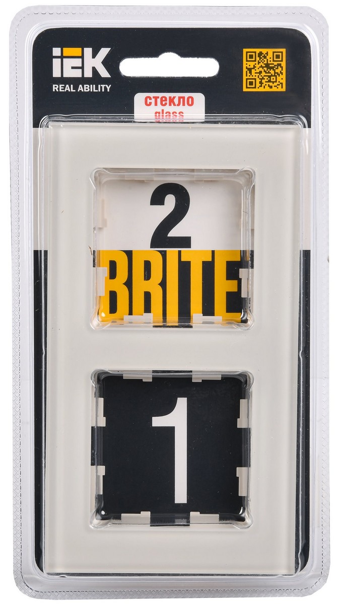 IEK Brite Рамки Рамка IEK BRITE 2-местная РУ-2-2-БрВа стекло ванильный BR-M22-G-K10