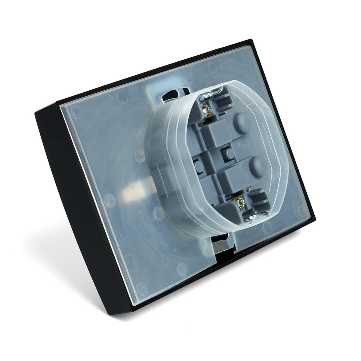 Эрна - Розетки и выключатели Stekker Розетка 2-местная с/з с крышкой STEKKER PST16-9015-03 16А Эрна черный с рамкой 49138