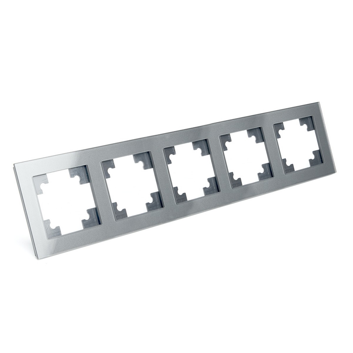 Катрин - Розетки и выключатели Stekker Рамка 5-местная стекло STEKKER GFR00-7005-03 серия Катрин серебро 39639