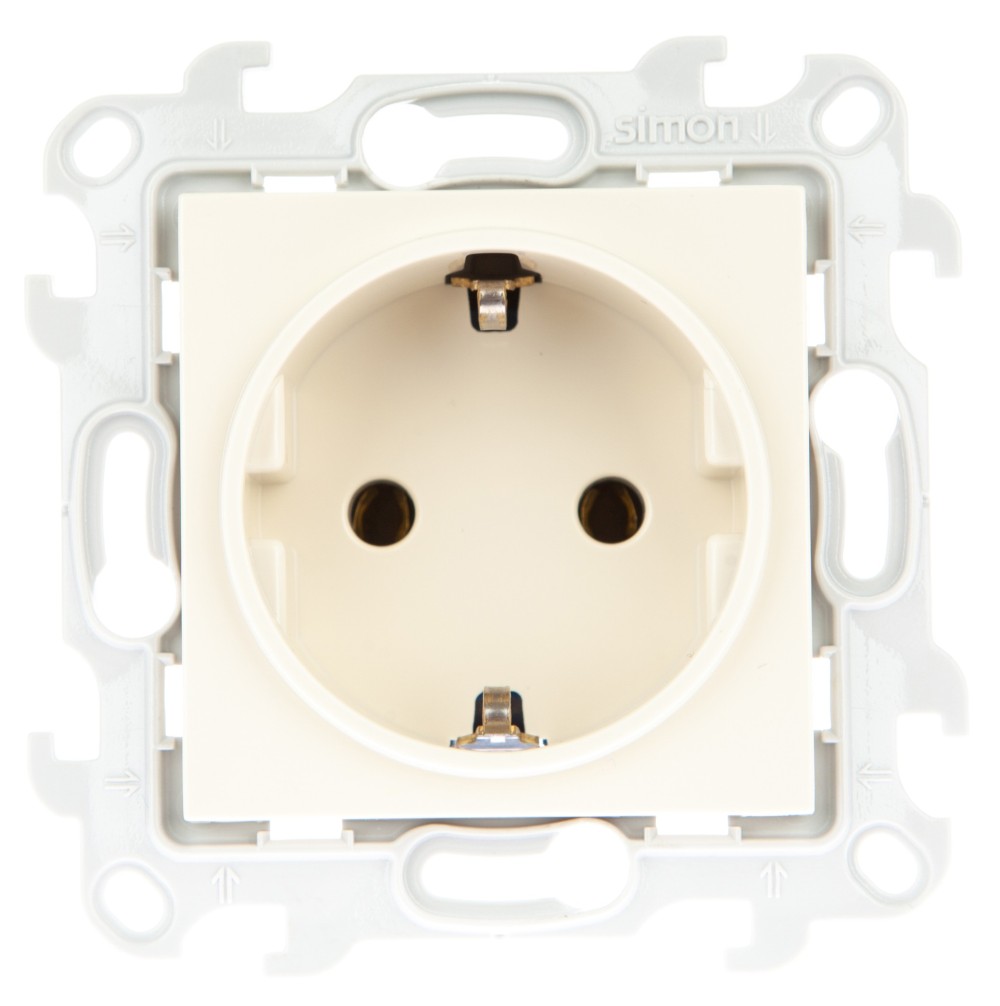Розетки и выключатели Simon 24 Слоновая кость Розетка Simon 24 Слоновая кость 2К+3 Sсhuko без защитных шторок 2450434-031