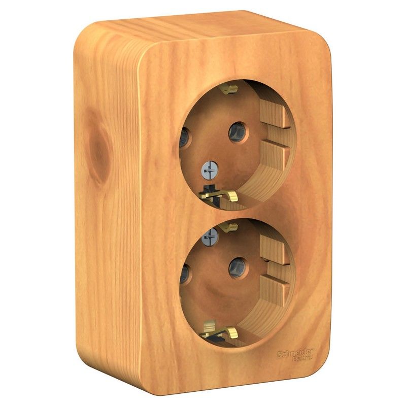 Blanca ясень розетки и выключатели Розетка SE Blanca 2-ая Ясень наружный с/з. без шторок изолир. пластина BLNRA010215