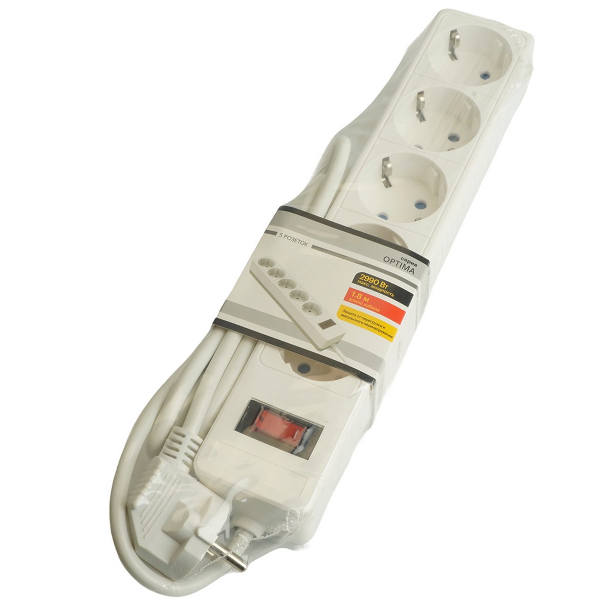 Колодки и удлинители, тройники Сетевой фильтр 4-местный с/з STEKKER HM20-41-02 3x1мм2 1 8 м серия Optima белый 50089 