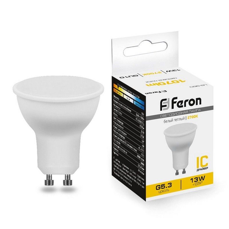 GU10 Лампа светодиодная Feron LB-960 MR16 GU10 13W 230V 2700K 38191 