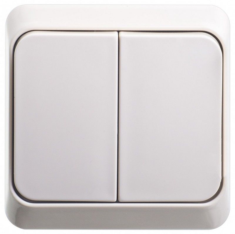 Этюд Кремовый Выключатель 2-клавишный Systeme Electric Этюд наружный Бежевый BA10-002K