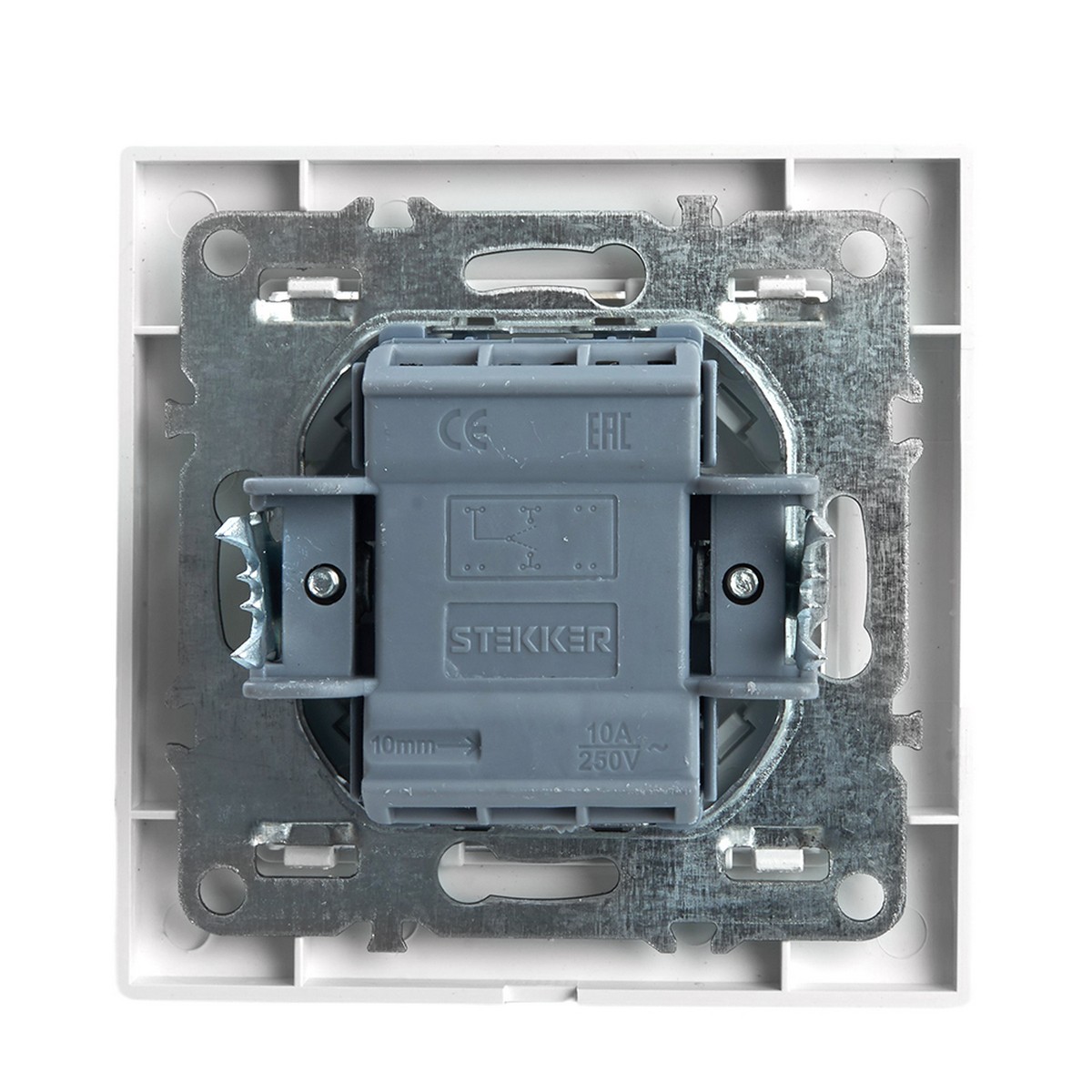 Эрна - Розетки и выключатели Stekker Переключатель 1-клавишный STEKKER PSW10-9005-01 10А Эрна белый с рамкой 39617