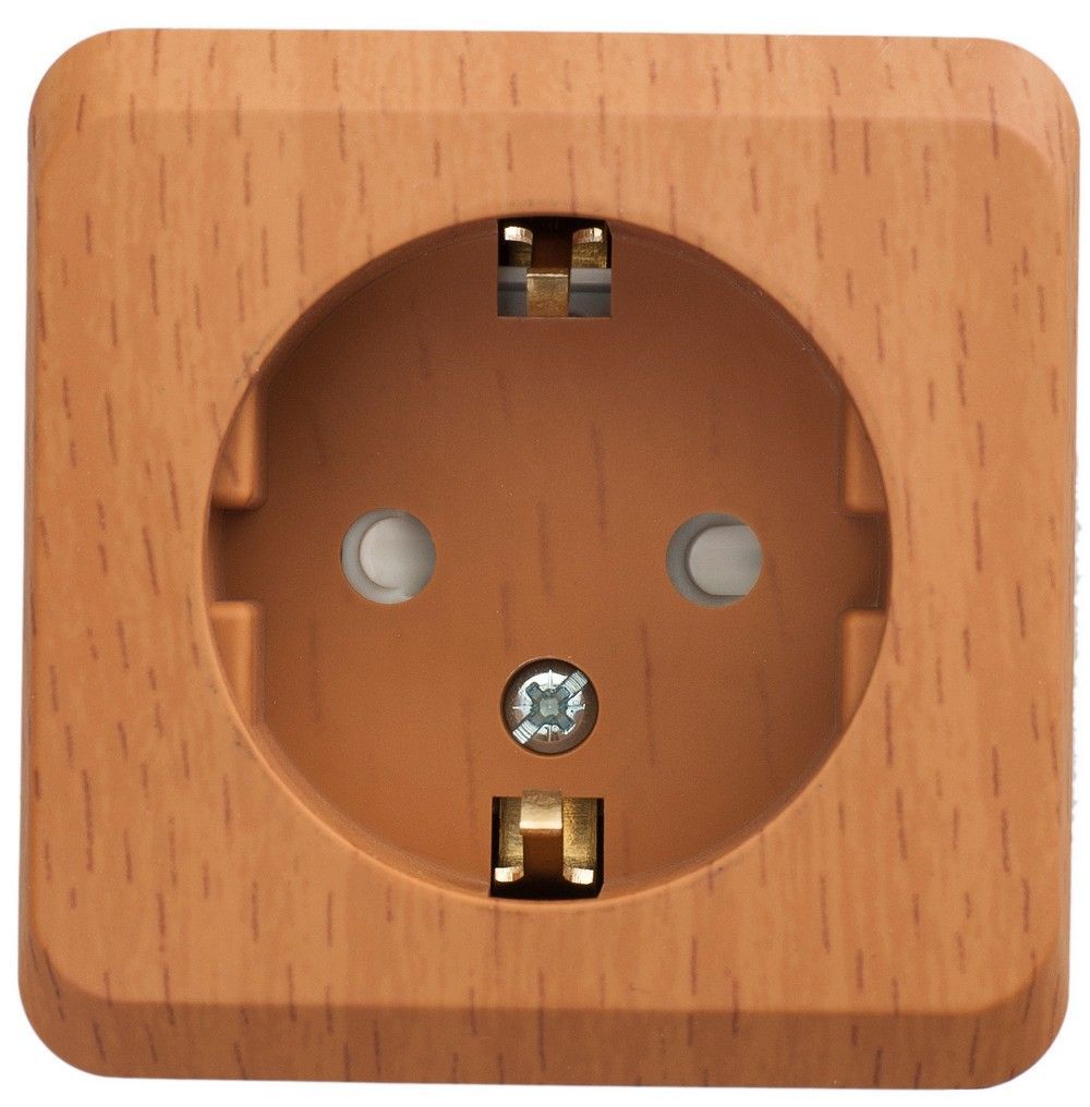 Этюд Дача Розетка 1-ая Systeme Electric Этюд наружный Дача Темный бук с/з со шторками PA16-004T