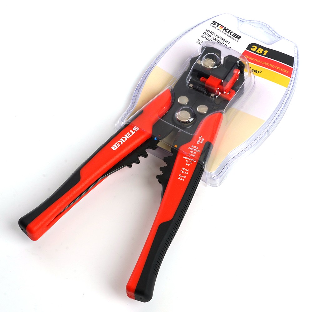 Автоматический многофункциональный инструмент для зачистки кабеля (стриппер) STEKKER WSC-001 39775 фото