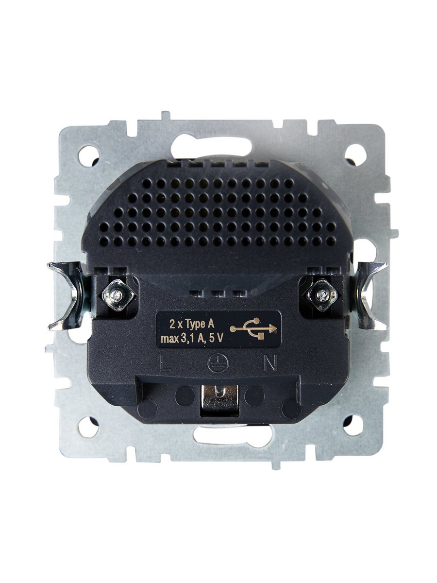 IEK Brite Маренго Розетка IEK BRITE с с/з и шторками 16А с USB A+A 3,1А РЮш10-2-БрМ маренго BR-R14-16-U21-D31-K35