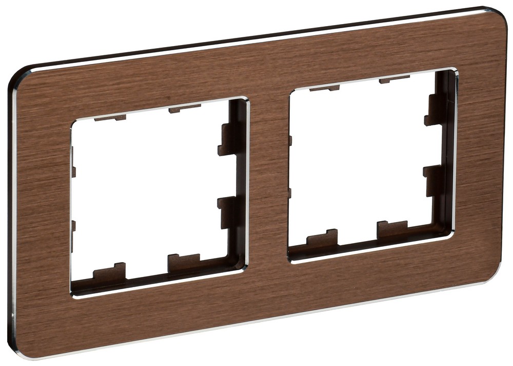 IEK Brite Рамки Рамка IEK BRITE DECOR Коричневый металл скругл.угол 2-мест. РУ-2-1-Бр RE AL BR-M22-M-21-K30