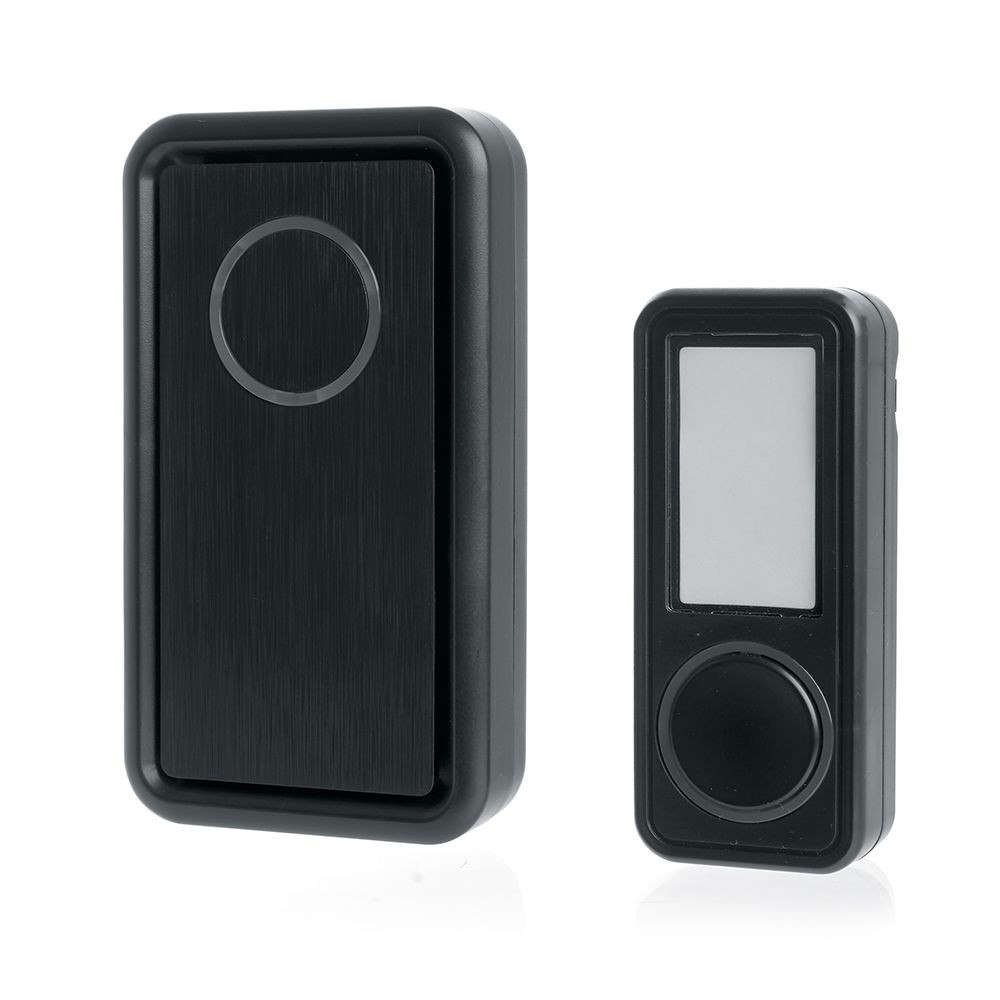 Беспроводные дверные звонки Звонок дверной беспроводной Feron E-379 18 мелодий черный до 100м кнопка IP44 41436