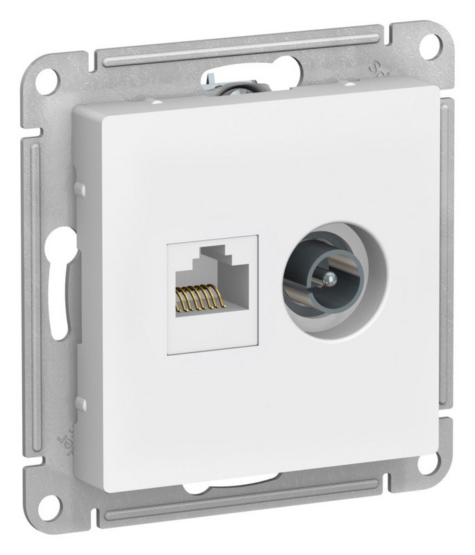 AtlasDesign Лотос Розетка Systeme Electric AtlasDesign Лотос двойная ТВ + RJ45, кат. 5Е ATN001389