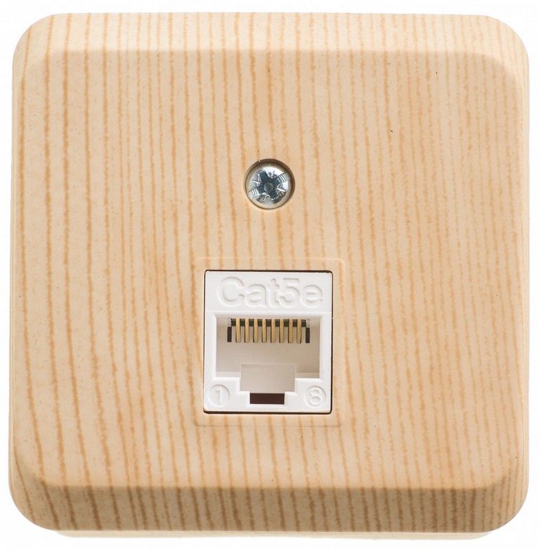 Этюд Дача Розетка компьютерная Systeme Electric Этюд наружный Сосна RJ45 кат.5E KOMA-001D