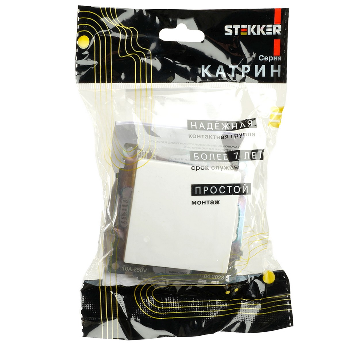 Катрин - Розетки и выключатели Stekker Переключатель STEKKER перекрестный 1-клавишный GLS10-7110-01 Катрин белый 49176