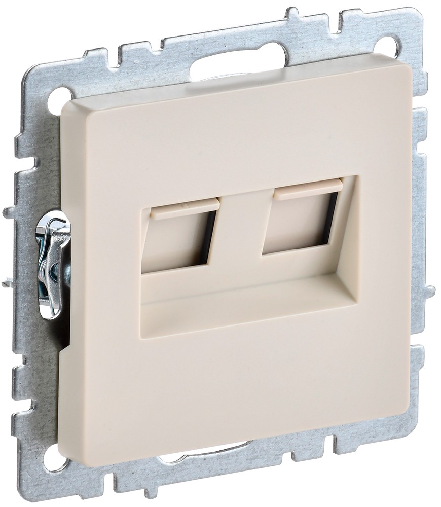 IEK Brite Бежевый Розетка компьютерная IEK BRITE BASE Бежевый 2-ая RJ45 кат.6 РК11-2-БрКр BR-K20-2-K10