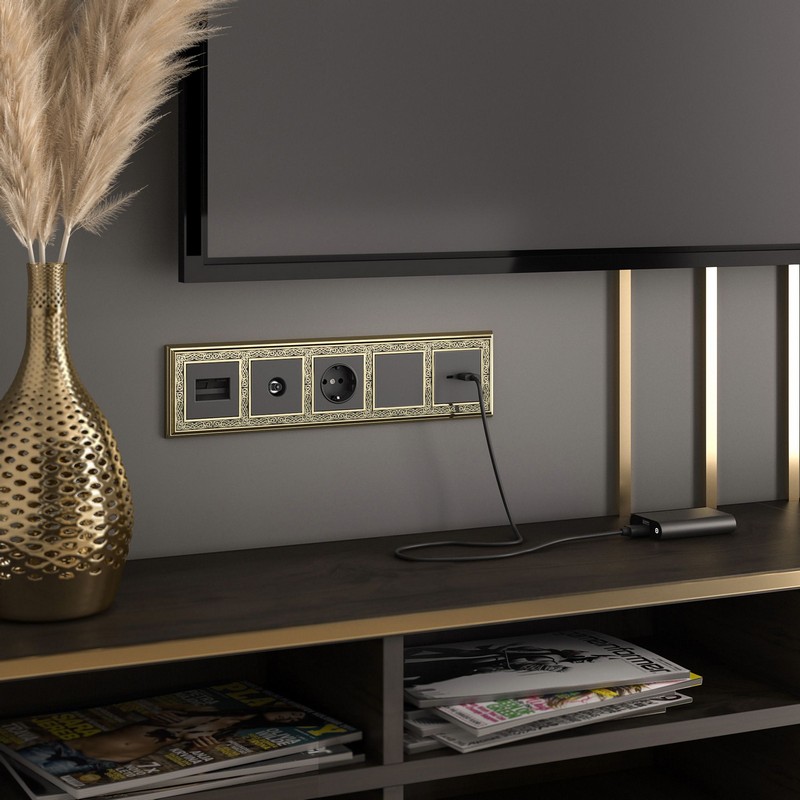 Werkel Черный матовый механизмы ТВ-Розетка Werkel проходная  (черный матовый) WL08-TV-2W