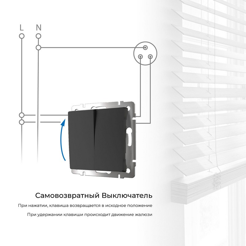 Выключатель Werkel двухклавишный с самовозвратом (черный матовый) W1122408