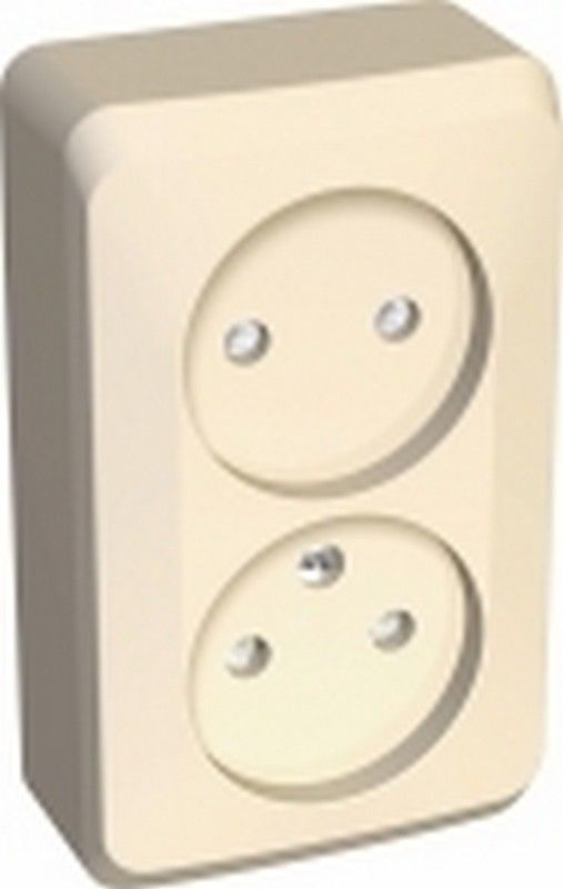 Этюд Кремовый Розетка 2-ая Systeme Electric Этюд наружный Бежевый б/з со шторками PA16-006K