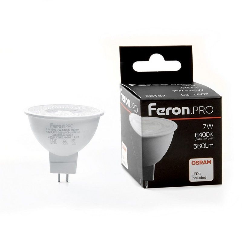 MR11/MR16/GU5.3 Лампа светодиодная Feron.PRO LB-1607 G5.3 7W 6400K 38187 